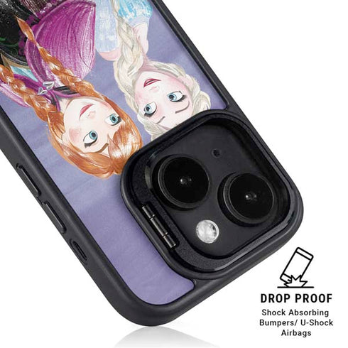 Disney Frozen Elsa and Anna Sisters Art iPhone 15 Kickstand Case